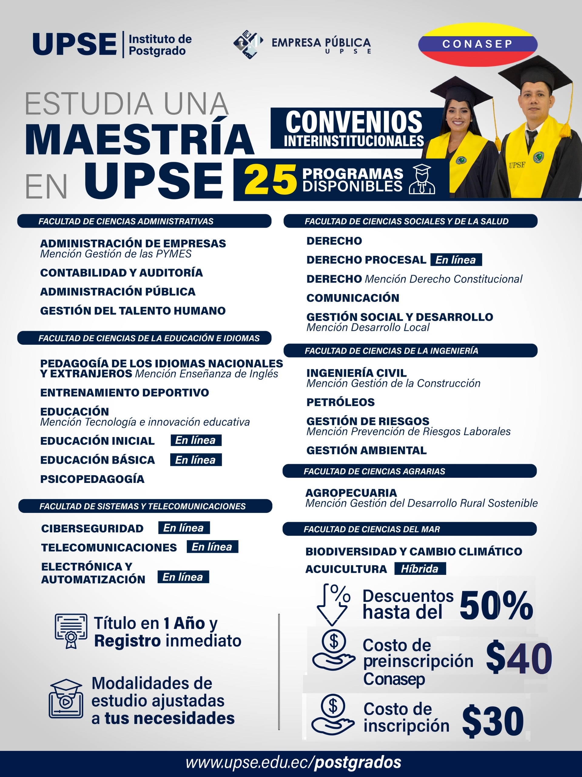 CONASEP CONVENIO MAESTRIAS CON UPSE